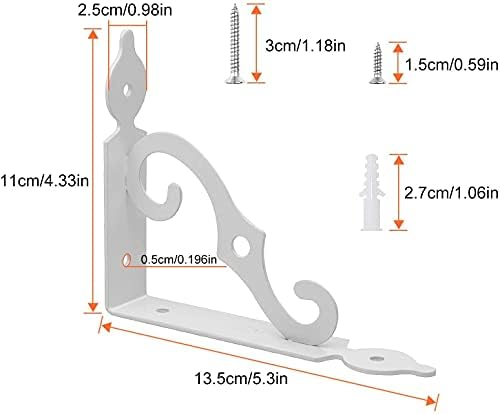 Acrux7 5.5 x 4.3 inch Decorative Shelf Brackets - 12 Pack Heavy Duty White Metal L Brackets with Screws