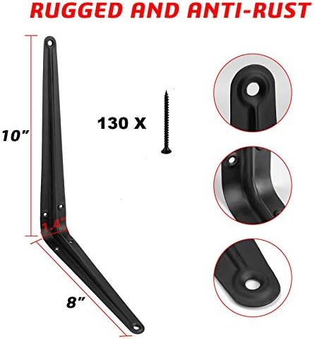 Heavy Duty Shelf Brackets 10 Inch with Screws,20 Pack (Black)
