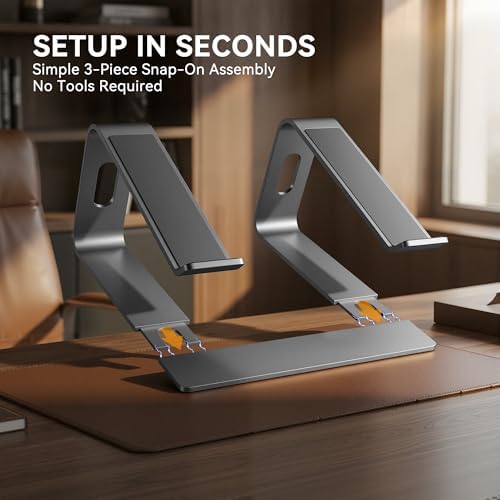 SOUNDANCE Laptop Stand, Aluminum Ergonomic Desk Riser, 10-15.6", Grey