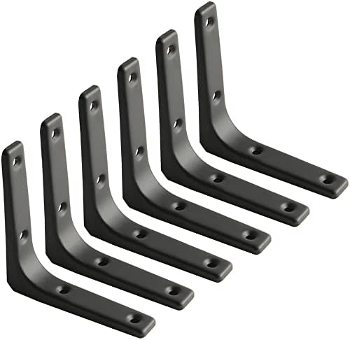 SAYAYO Wall Shelf Bracket Black, 4 Inch Heavy Duty L Bracket for Wood