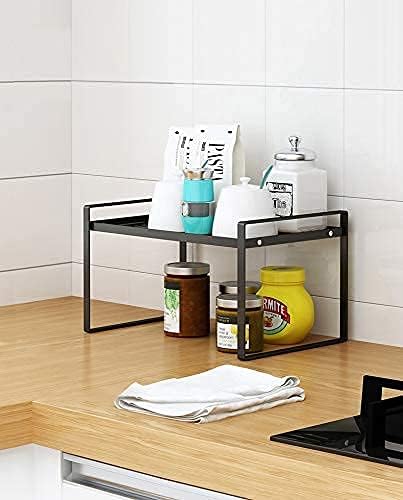 Shantton Cabinet Shelf Organizer, Pantry Shelf Rack, Black 13x8.3x7.3