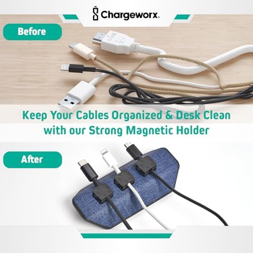 Magnetic Cable Organizer, Weighted Non-Adhesive Cord Holder, Desk & Office