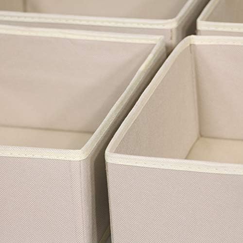 DIOMMELL 9 Pack Foldable Cloth Storage Box Closet Dresser Drawer Organizer Fabric Baskets Bins Containers Divider for Clothes Underwear Bras Socks Clothing, Beige 900