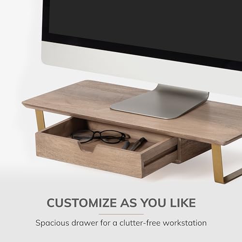 Anji Mountain Monitor Stand for Desk - Desktop Organizer & Laptop Riser, Ergonomic Monitor Riser, Space-Saving, Durable,