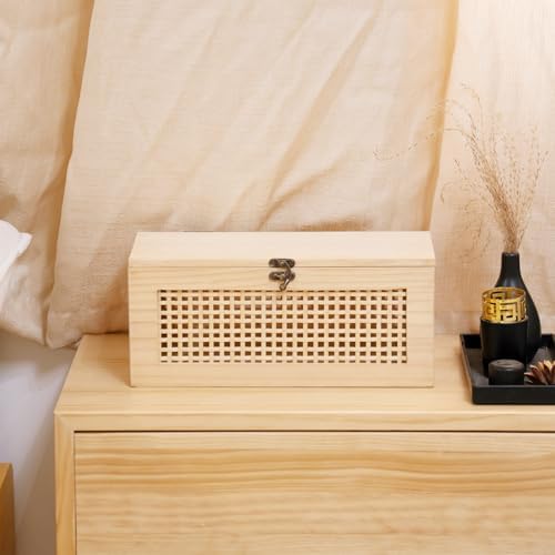 JJSQ Cable Management Box, Large Cable Box Hider for Power Strip & Router, Natural Wooden Cord Organizer Box, Cable Stor