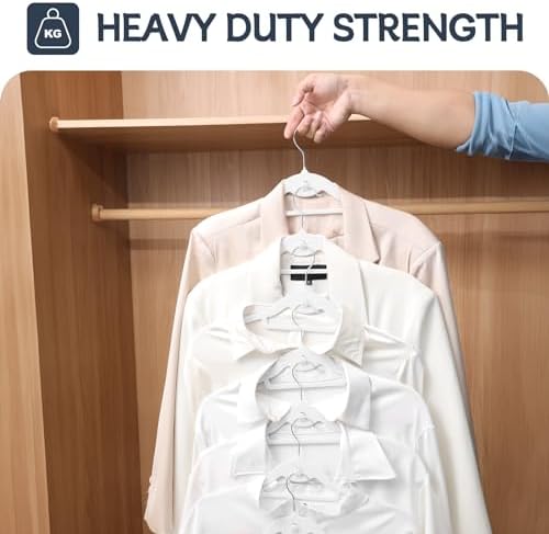 Velvet Stackable Hangers 50 Pack Space Saving Cascading Hook White