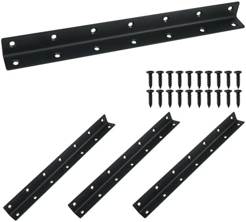 L Bracket, Heavy Duty Corner Brace, 4 Pack 12.8" Metal Shelf Bracket Angle Bracket for Shelves, Black Metal Braces for W