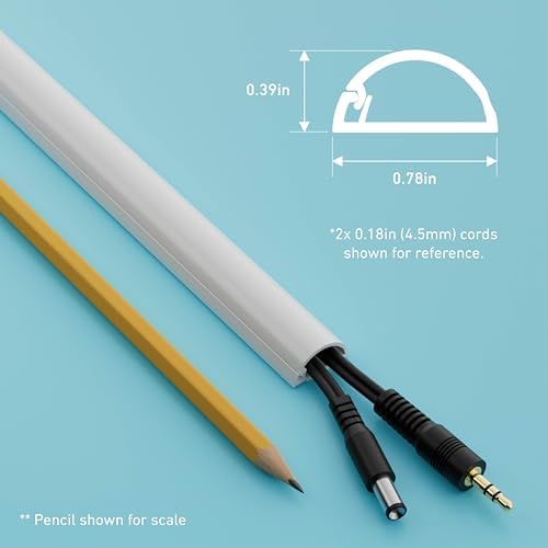 D-Line Half Round Cord Hider, Patented Cable Cover, Hide TV Wall Mount Wires, Raceway for Cords, Decorative Wire Covers,