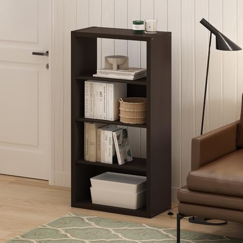 Furinno Viola 4-Tier Book Shelf, Extra Thick Frame Bookshelf, Dark Oak
