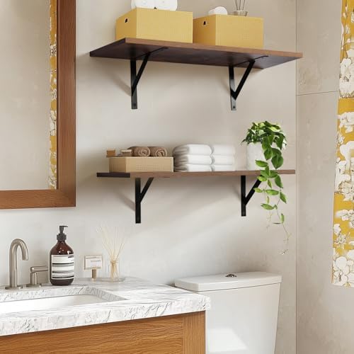 Tectocker-DOU 24" Long Floating Book Shelves for Wall, Heavy Duty, Brown