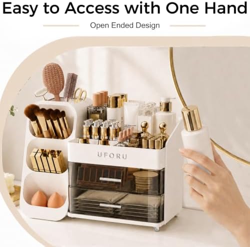UFORU Makeup Organizer Countertop with Brush Holder for Vanity Bathroom