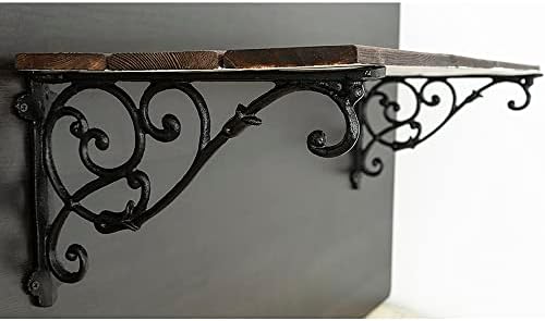 2 Pack Decorative Shelf Brackets,11 Inch Cast Iron Shelf Supply,Antique Black Corbel,Screws Anchor Included