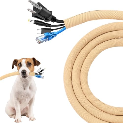 Secbolt Cord Protectors from Pets No Chew, 25FT - 1/2 Inch - Beige