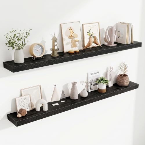 Fun Memories 60 Inch Fireplace Mantel Set of 2, Long Floating Shelf for Bedroom|Living Room, Wall Mounted Farmhouse Disp