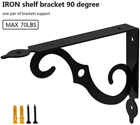 Luomorgo L Bracket Shelf Brackets, 7.4 Inch, Black, 10 Pcs