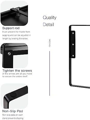 Nxconsu Cabinet Shelf Riser, Adjustable Cabinet Organizer, 12" Deep Black