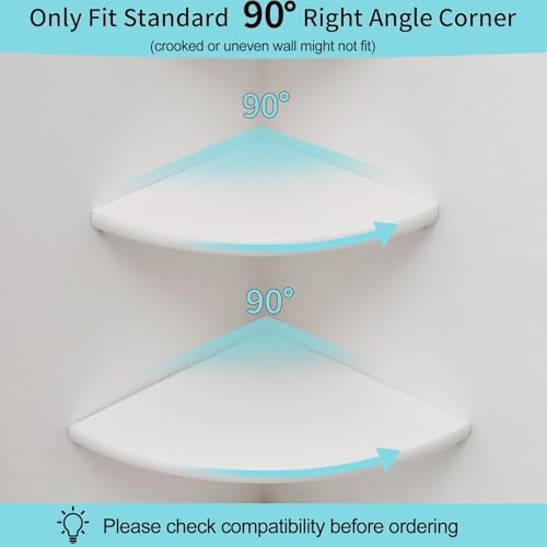 Corner Shelf, Solid Oak Wood Floating Corner Shelf Wall Mount Round End Floating Speaker with Wire Hole for Small Plant 