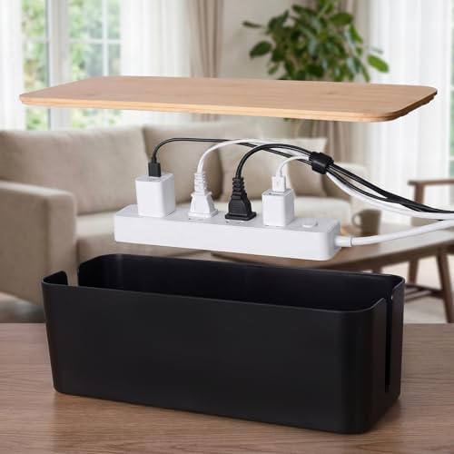 Tuwechen 2 Pack Cable Management Box, Wooden Style Cord Organizer Box