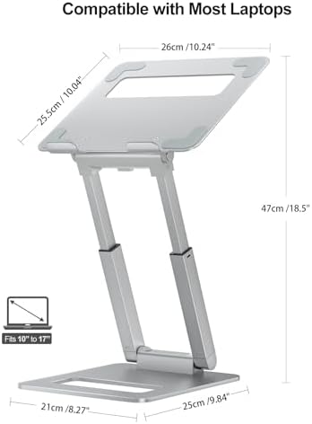 tounee Laptop Stand for Desk Adjustable Height, Telescopic Computer Stand with Pull Out Design Ergonomic Laptop Riser Fi