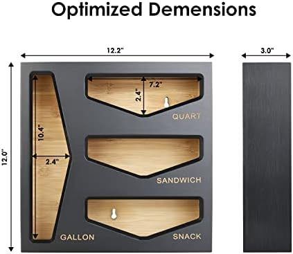 Bamboo Bag Storage Organizer for Kitchen Drawer, Baggie organizer, Compatible with Gallon, Quart, Sandwich and Snack Var