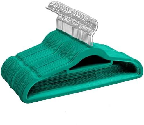 50 Pack Velvet Hangers | Non Slip Velvet Hangers for Clothes with Tie Organisers | Space Saving Hangers and 360° Swivel Hooks Wardrobe Storage Organiser