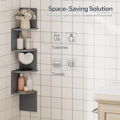 HOOBRO Corner Shelf Wall-Mounted, Set of 2 Floating Corner Shelves for Wall