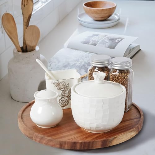 [ 2 Pack ] 10-inch Acacia Wood Lazy Susan Organizers, ACIAZAAZ Lazy Susan Turntable for Cabinet, Kitchen Turntable Stora