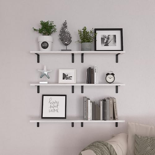 WOPITUES Floating Shelves Set of 6 for Wall Decor & Storage, White