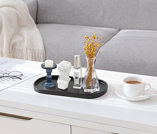 Luxspire 11.4" Oval Bathroom Tray for Countertop Organizer, Matte Black