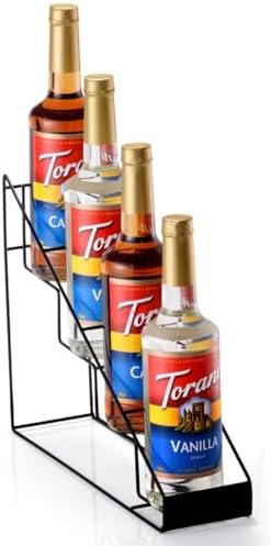 kimilus Coffee Syrup Rack for Coffee Bar Accessories, Fits with Torani and Monin Syrup, Coffee Bar Organizer Holds 4 Bot