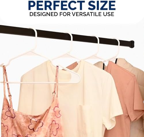 Closetselect Plastic Hangers 50 Pack - Space Saving Clothes Hangers, Made in USA, Durable & Strong Plastic Shirt & Coat Hanger with Notches & Shoulder Grooves, Non-Slip Clothing Hangers | Black