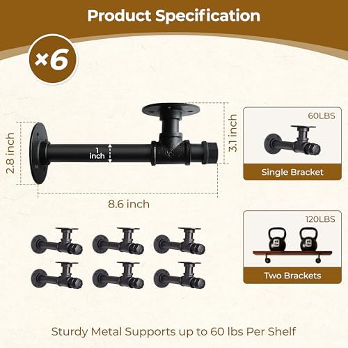 Industrial Pipe Shelf Brackets for Floating Shelves,Heavy Duty Bracket