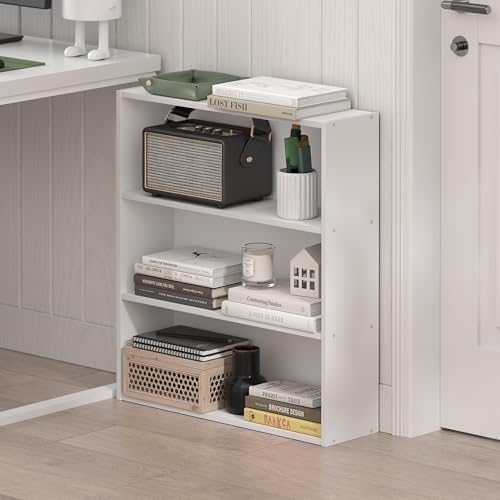 Furinno Basic Book Shelf, 3-Tier Bookshelf, Cube Storage Organizer Bookcase with Open Shelf, 7 x 24 x 26, for Living Roo