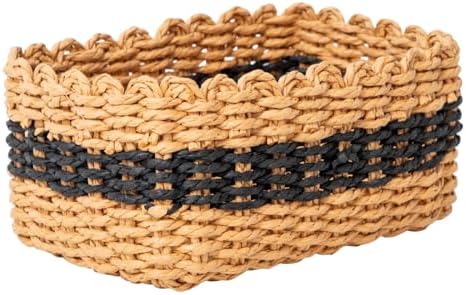 Small baskets for Organizing,Cute woven Storage basket with recycled paper rope for Shelves Bathroom,Little decorative b