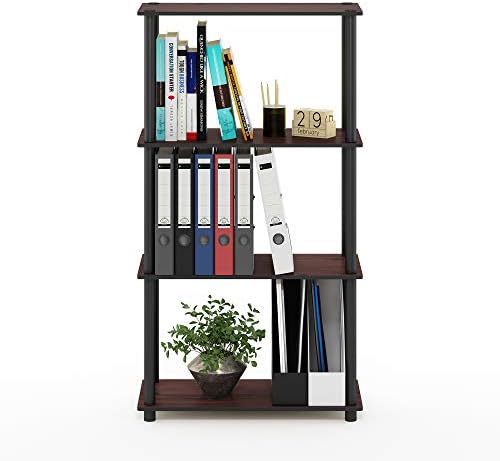 Furinno Turn-N-Tube Toolless Assembly Storage Shelves, 4-Tier Brown Book Shelf, Open Storage Bookshelf, for Organization