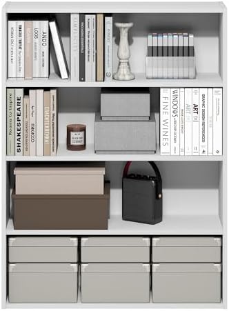 Furinno PASIR Book Shelf, 4-Tier Bookshelf with Open Storage Shelf, Standing Bookcase, 9.3 x 31.3 x 41.8, Easy Assembly,