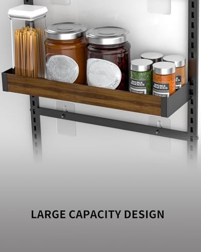 Moforoco Wood 9-Tier Over The Door Pantry Organizer, Wooden Pantry Organization and Storage, Black Hanging Basket Wall S