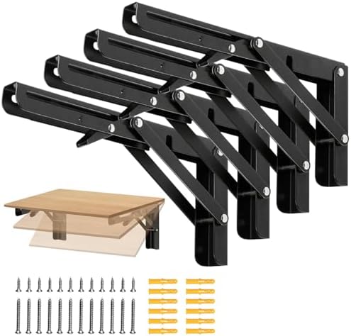 Folding Shelf Brackets 24 inch Foldable Shelf Bracket Heavy Duty Collapsible Shelf Brackets DIY Wall Mounted Fold Down T