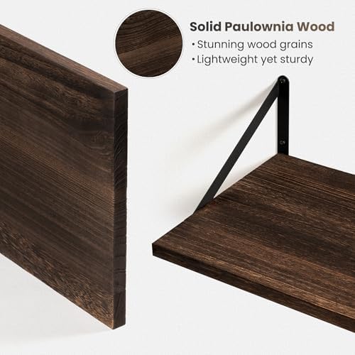 Marsmiles Deep Floating Shelves, 36'' x 12'' Dark Wood Shelves Set of 2