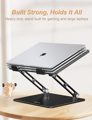 Aoviho Aluminum Laptop Stand for Desk Fit for All 10"-17.3" Laptops, Black