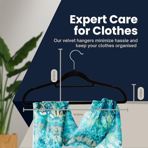 20 Pack Velvet Hangers | Non Slip Velvet Hangers for Clothes with Tie Organisers | Space Saving Hangers and 360° Swivel Hooks | Clothes Hangers Wardrobe Storage Organiser