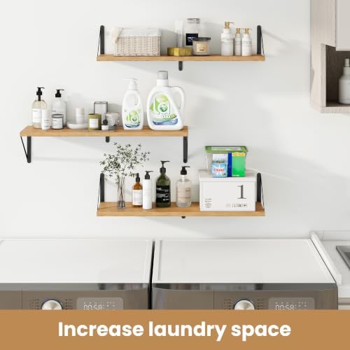 Heimlove Floating Book Shelves for Wall,31.5Inches Long Wall Mounted Bookshelves,Heavy Duty Bracket Shelves for Living R