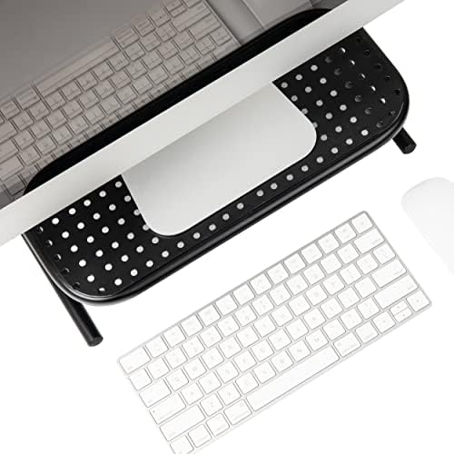 Mind Reader Monitor Stand, Ventilated Laptop Riser, Desktop Organizer, Metal, 14.5" L x 11.25" W x 4.25" H, Black (Pack 
