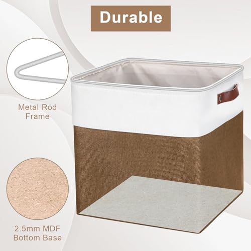 Bagnizer 13x13 Cube Storage Bins, Collapsible Fabric Storage Box, 4 Pack Closet Baskets with Handles for Organizing, She
