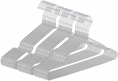 Ultra-Thin Metal Hangers, 30 Pack Non-Slip PVC Coated Space Saving Clothes Hangers for Closet, 16 inch Wide for Suits, Dresses, Jackets（Gray）