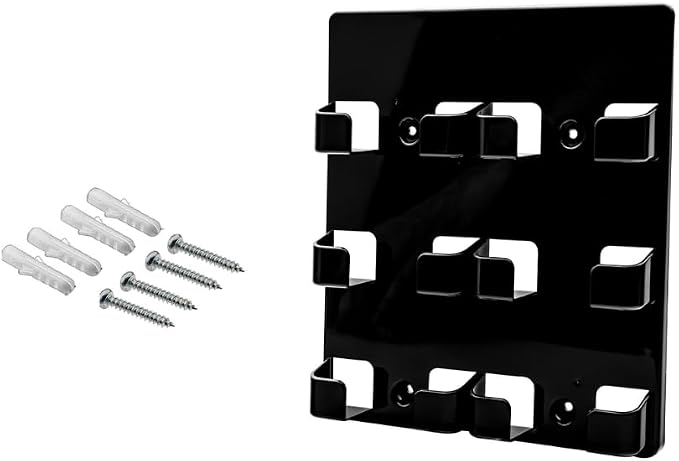 Marketing Holders Wall Business Card Holder with Hanging Hardware for 3.5" x 2" Gift Cards Black Acrylic 6 Slot Display Holds 50 Contact or 30 Membership Cards