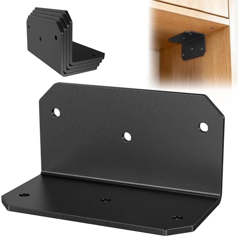 2x4 Inch 90 Degree Corner Bracket, 200 LBS, Black, 4 Pack