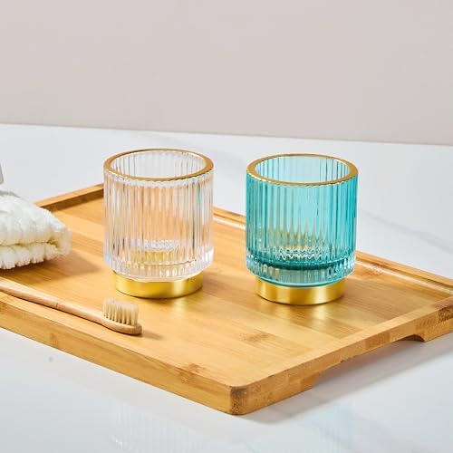 Makeup Brush Holder Organizer,Toothbrush Holders,Desk Pen Pencil Holder,Multifunctional Vintage Glass Brush Cup（S/White/