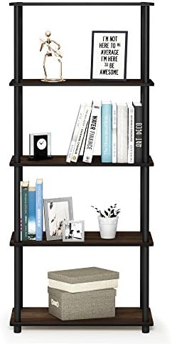 Furinno TURN-N-TUBE Storage Shelves, 5-Tier Book Shelf, Corner Shelf, Toolless Open Shelves, for Organization and Storag