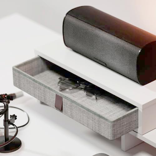 Fenge Monitor Stand with Fabric Drawer, Adjustable Length and Angle